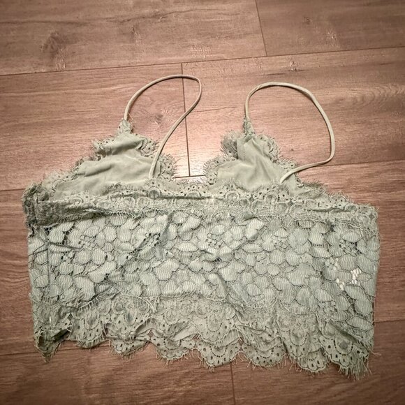 π H&M Lace Bralette Crop Top | Sage Green | Side Zip | Size 14 - Picture 6 of 7